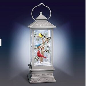 The Bradford Exchange Songs of The Season Illuminated Snowglobe Songbird Lantern